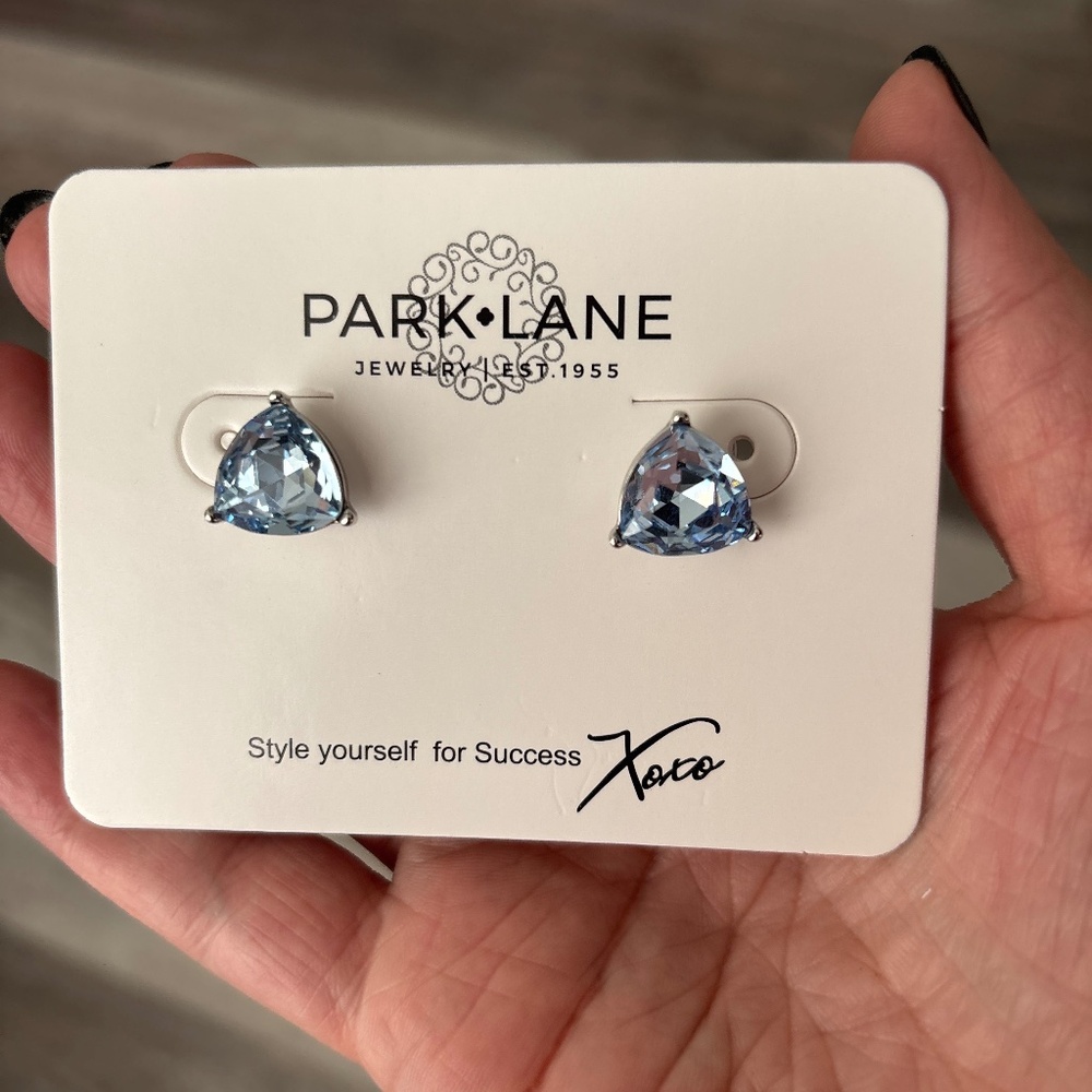 Park Lane Light Blue Trillion Stud Earrings